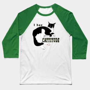 Cute Tuxedo Cat I haz attitude  Copyright TeAnne Baseball T-Shirt